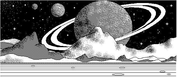 macpaint drawing of Saturnscape